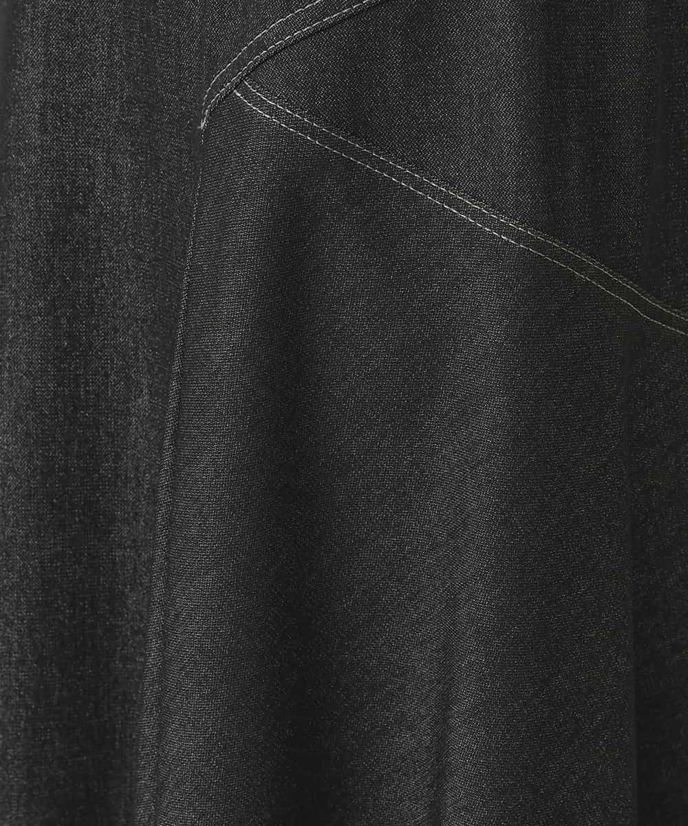 RHHED42490 HIROKO KOSHINO(ヒロココシノ) デニムライクジャージーフレアスカート/日本製/洗える ブラック