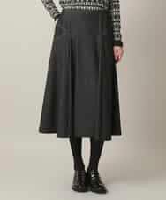 RHHED42490 HIROKO KOSHINO(ヒロココシノ) デニムライクジャージーフレアスカート/日本製/洗える ブラック