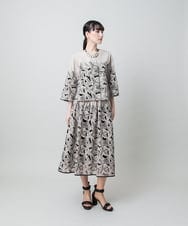 RHHFD11890 HIROKO KOSHINO(ヒロココシノ) カットワークフラワースカート /洗える ベージュ