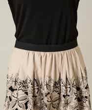 RHHFD11890 HIROKO KOSHINO(ヒロココシノ) カットワークフラワースカート /洗える ベージュ