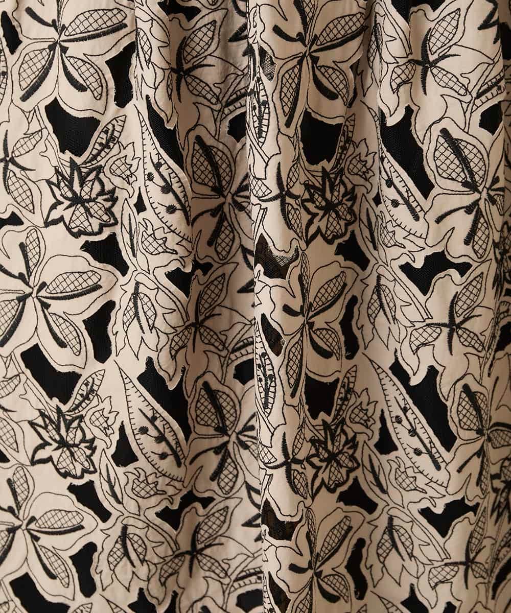 RHHFD11890 HIROKO KOSHINO(ヒロココシノ) カットワークフラワースカート /洗える ベージュ