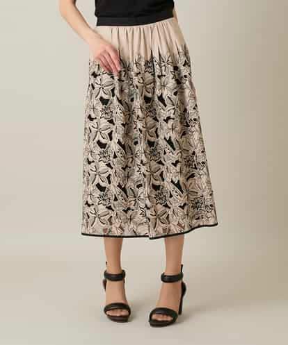 RHHFD11890 HIROKO KOSHINO カットワークフラワースカート /洗える