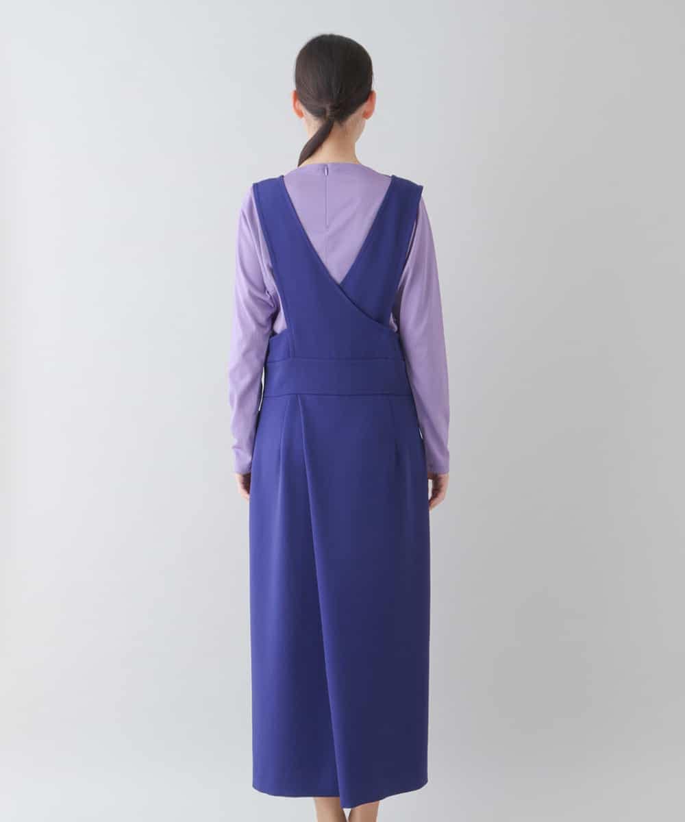 RHHFS53490 HIROKO KOSHINO(ヒロココシノ) 【日本製】バッククロスデザインジャンパースカート ブルー