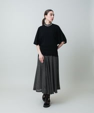 RHHGC16590 HIROKO KOSHINO(ヒロココシノ) ドットジャージーフレアスカート /日本製/洗える ブラック