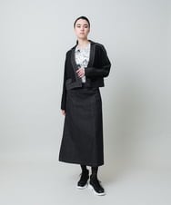 RHHGD01590 HIROKO KOSHINO(ヒロココシノ) 異素材ドッキングAラインスカート /洗える ブラック