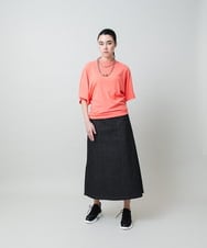 RHHGD01590 HIROKO KOSHINO(ヒロココシノ) 異素材ドッキングAラインスカート /洗える ブラック