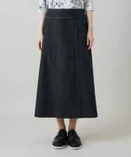 RHHGD01590 HIROKO KOSHINO(ヒロココシノ) 異素材ドッキングAラインスカート /洗える ブラック