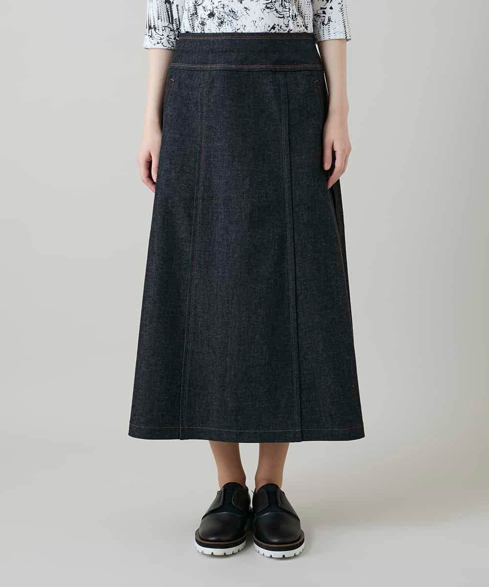 RHHGD01590 HIROKO KOSHINO(ヒロココシノ) 異素材ドッキングAラインスカート /洗える ブラック