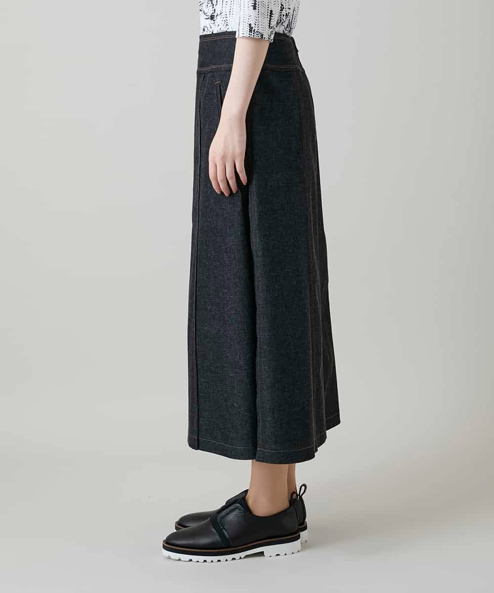 RHHGD01590 HIROKO KOSHINO(ヒロココシノ) 異素材ドッキングAラインスカート /洗える ブラック