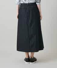 RHHGD01590 HIROKO KOSHINO(ヒロココシノ) 異素材ドッキングAラインスカート /洗える ブラック