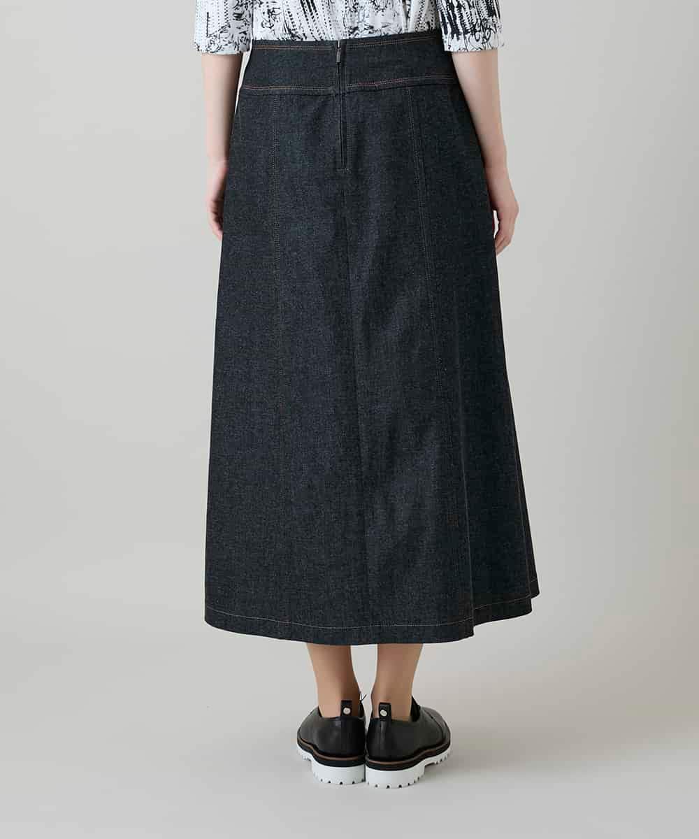 RHHGD01590 HIROKO KOSHINO(ヒロココシノ) 異素材ドッキングAラインスカート /洗える ブラック