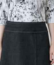 RHHGD01590 HIROKO KOSHINO(ヒロココシノ) 異素材ドッキングAラインスカート /洗える ブラック