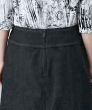 RHHGD01590 HIROKO KOSHINO(ヒロココシノ) 異素材ドッキングAラインスカート /洗える ブラック