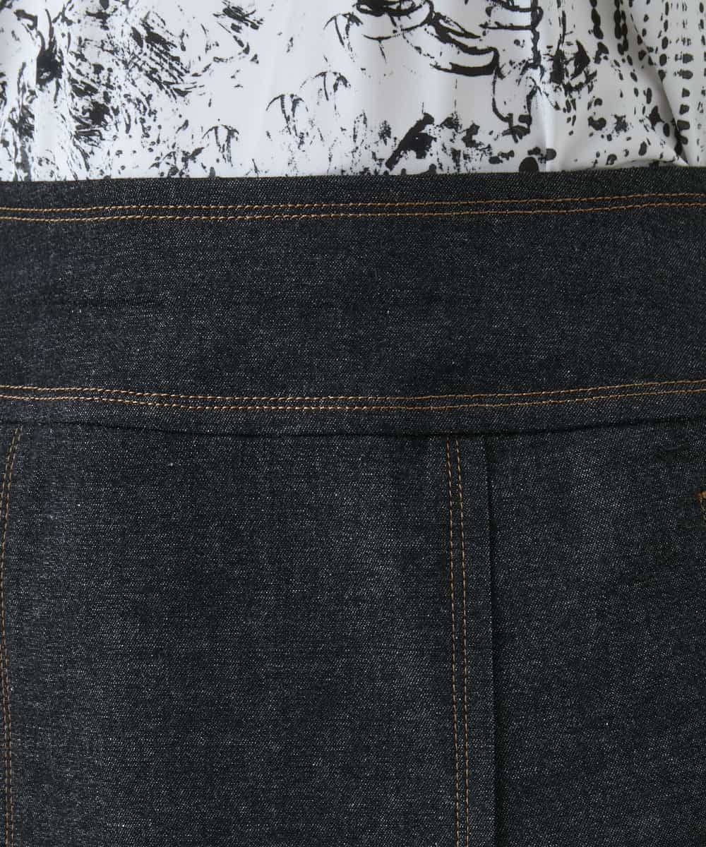 RHHGD01590 HIROKO KOSHINO(ヒロココシノ) 異素材ドッキングAラインスカート /洗える ブラック