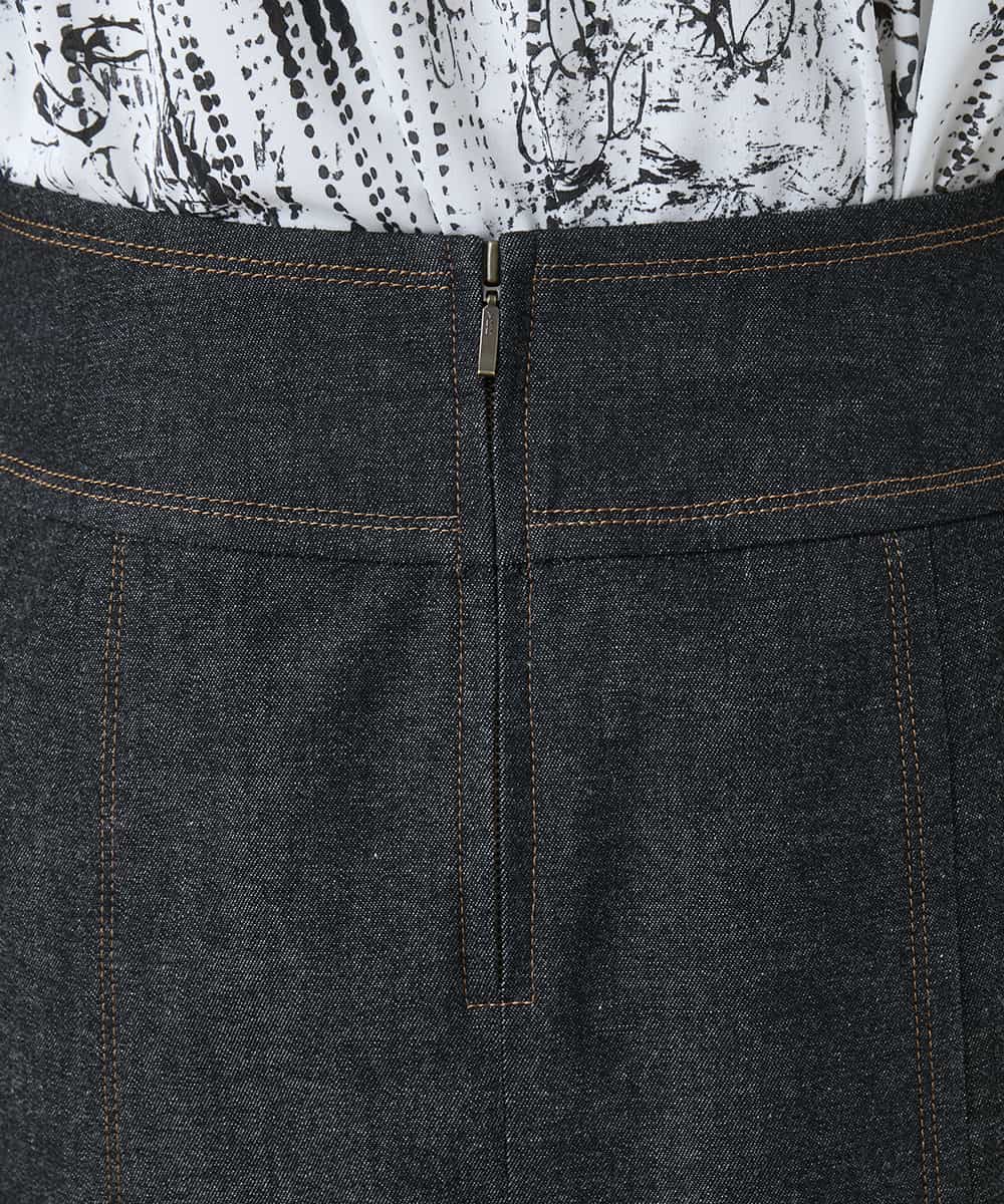 RHHGD01590 HIROKO KOSHINO(ヒロココシノ) 異素材ドッキングAラインスカート /洗える ブラック