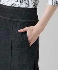 RHHGD01590 HIROKO KOSHINO(ヒロココシノ) 異素材ドッキングAラインスカート /洗える ブラック