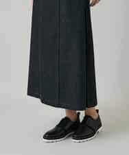 RHHGD01590 HIROKO KOSHINO(ヒロココシノ) 異素材ドッキングAラインスカート /洗える ブラック