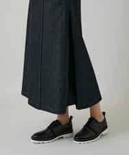 RHHGD01590 HIROKO KOSHINO(ヒロココシノ) 異素材ドッキングAラインスカート /洗える ブラック