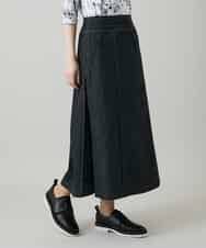 RHHGD01590 HIROKO KOSHINO(ヒロココシノ) 異素材ドッキングAラインスカート /洗える ブラック