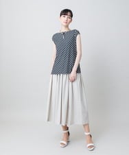 RHHGE20490 HIROKO KOSHINO(ヒロココシノ) タックアクセントフレアスカート/日本製/洗える グレージュ