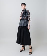 RHHGE20490 HIROKO KOSHINO(ヒロココシノ) タックアクセントフレアスカート/日本製/洗える グレージュ