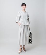 RHHGE20490 HIROKO KOSHINO(ヒロココシノ) タックアクセントフレアスカート/日本製/洗える グレージュ