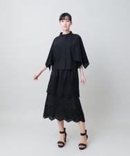 RHHGE31690 HIROKO KOSHINO(ヒロココシノ) アイレット刺繍デザインスカート/洗える ブラック