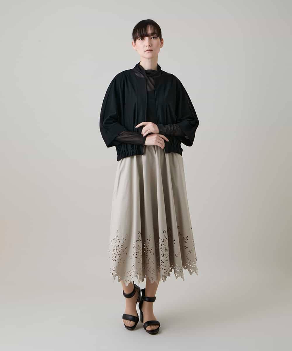 RHHGF35540 HIROKO KOSHINO(ヒロココシノ) カットワークデザインフレアスカート /洗える ベージュ