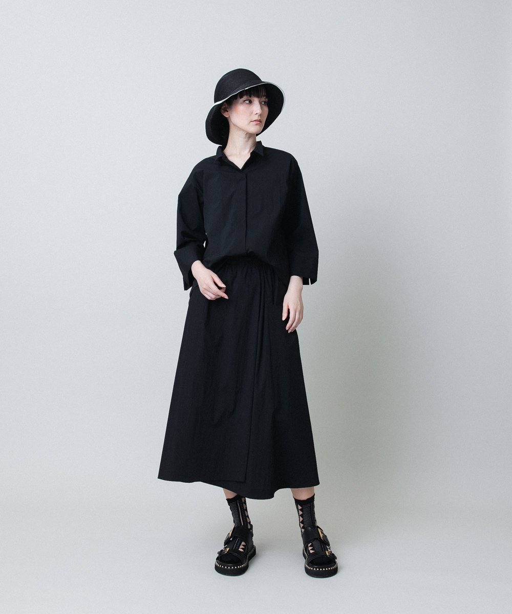 RHHHB03590 HIROKO KOSHINO(ヒロココシノ) ラップライクデザインスカート /日本製/洗える ブラック