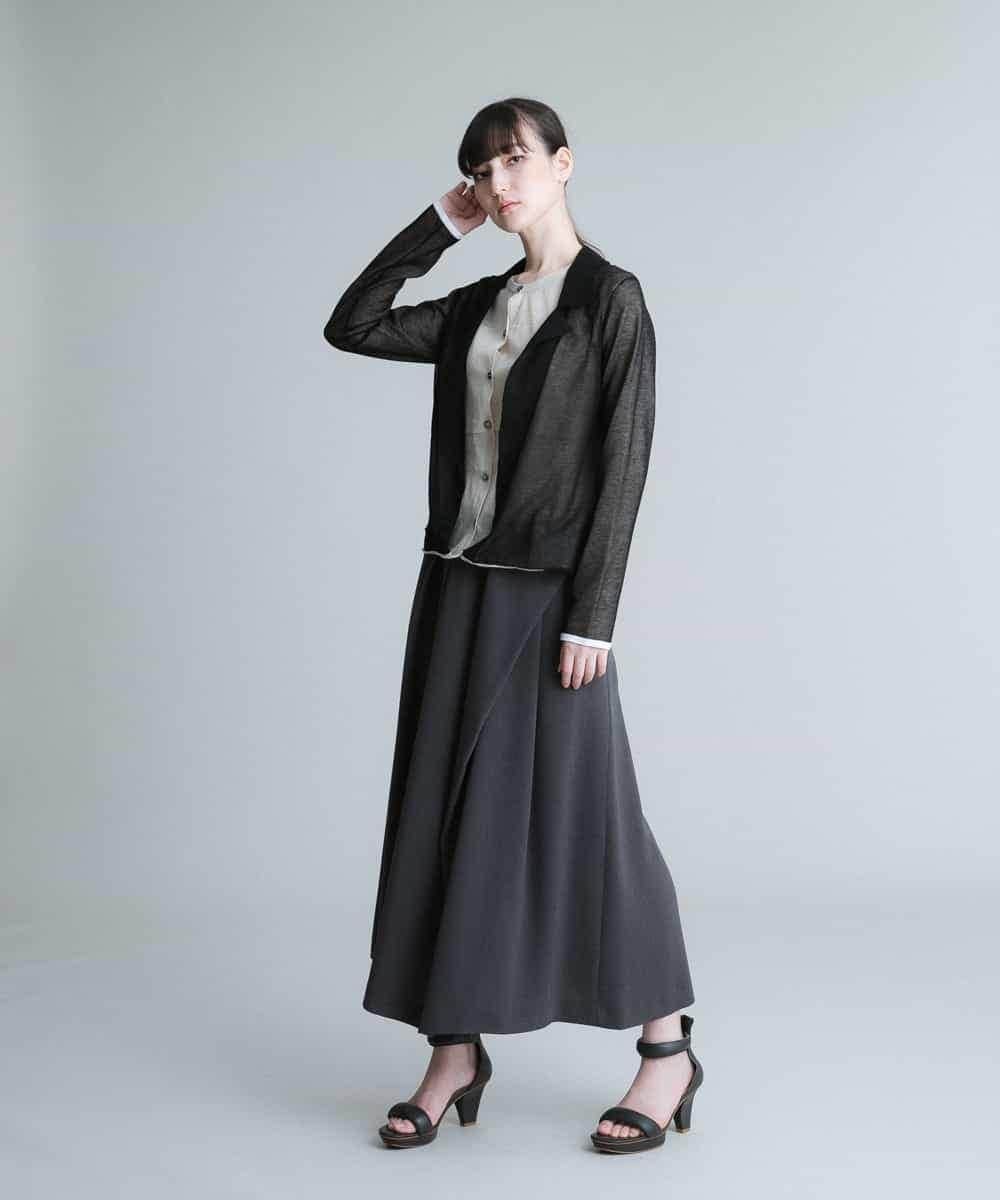 RHHHQ47390 HIROKO KOSHINO(ヒロココシノ) 【日本製】アシメトリーフレアスカート ダークグレー