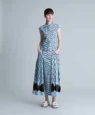 RHHHT41590 HIROKO KOSHINO(ヒロココシノ) 【洗える】洋梨パネルプリントスカート ライトブルー