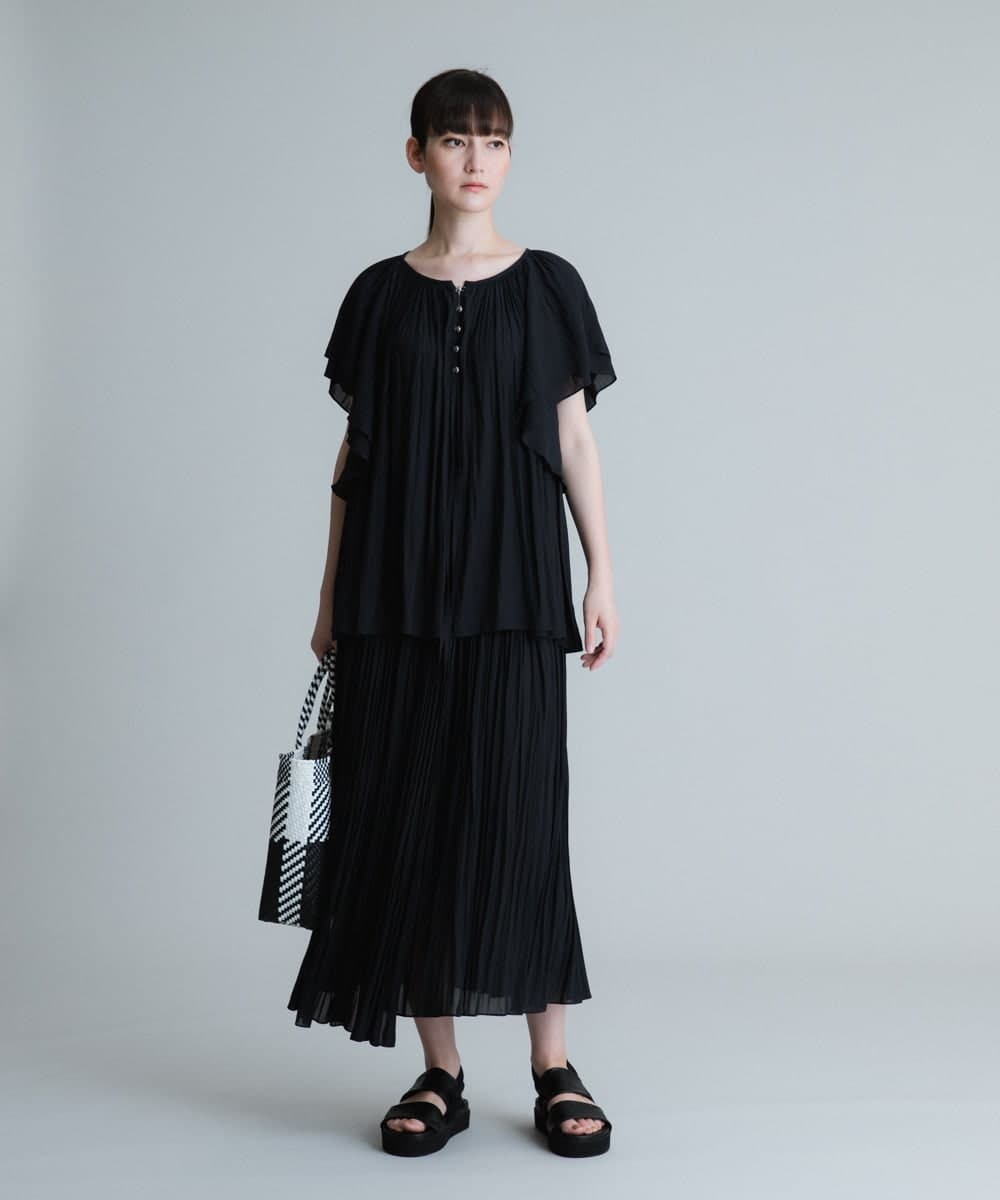 RHHHT44600 HIROKO KOSHINO(ヒロココシノ) 【洗える】イレギュラープリーツスカート ライトブルー