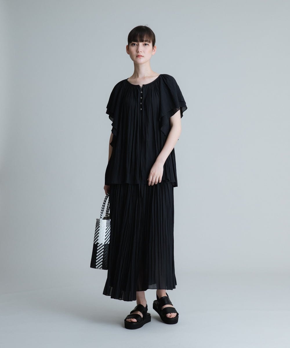 RHHHT44600 HIROKO KOSHINO(ヒロココシノ) 【洗える】イレギュラープリーツスカート ライトブルー