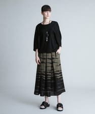 RHHIQ62490 HIROKO KOSHINO(ヒロココシノ) 【日本製】キカボーダースカート カーキ