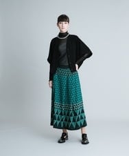 RHHJQ07490 HIROKO KOSHINO(ヒロココシノ) 【洗える/日本製】ジオメトリックプリントスカート グリーン