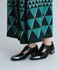 RHHJQ07490 HIROKO KOSHINO(ヒロココシノ) 【洗える/日本製】ジオメトリックプリントスカート グリーン