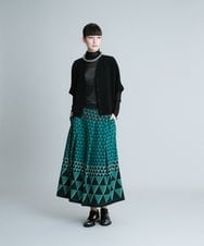 RHHJQ07490 HIROKO KOSHINO(ヒロココシノ) 【洗える/日本製】ジオメトリックプリントスカート グリーン