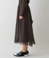 RHHJT01540 HIROKO KOSHINO(ヒロココシノ) 【洗える/日本製】シフォンプリントコクーンスカート ベージュ