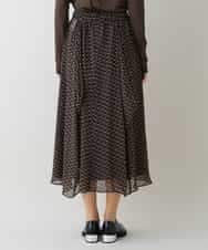 RHHJT01540 HIROKO KOSHINO(ヒロココシノ) 【洗える/日本製】シフォンプリントコクーンスカート ベージュ