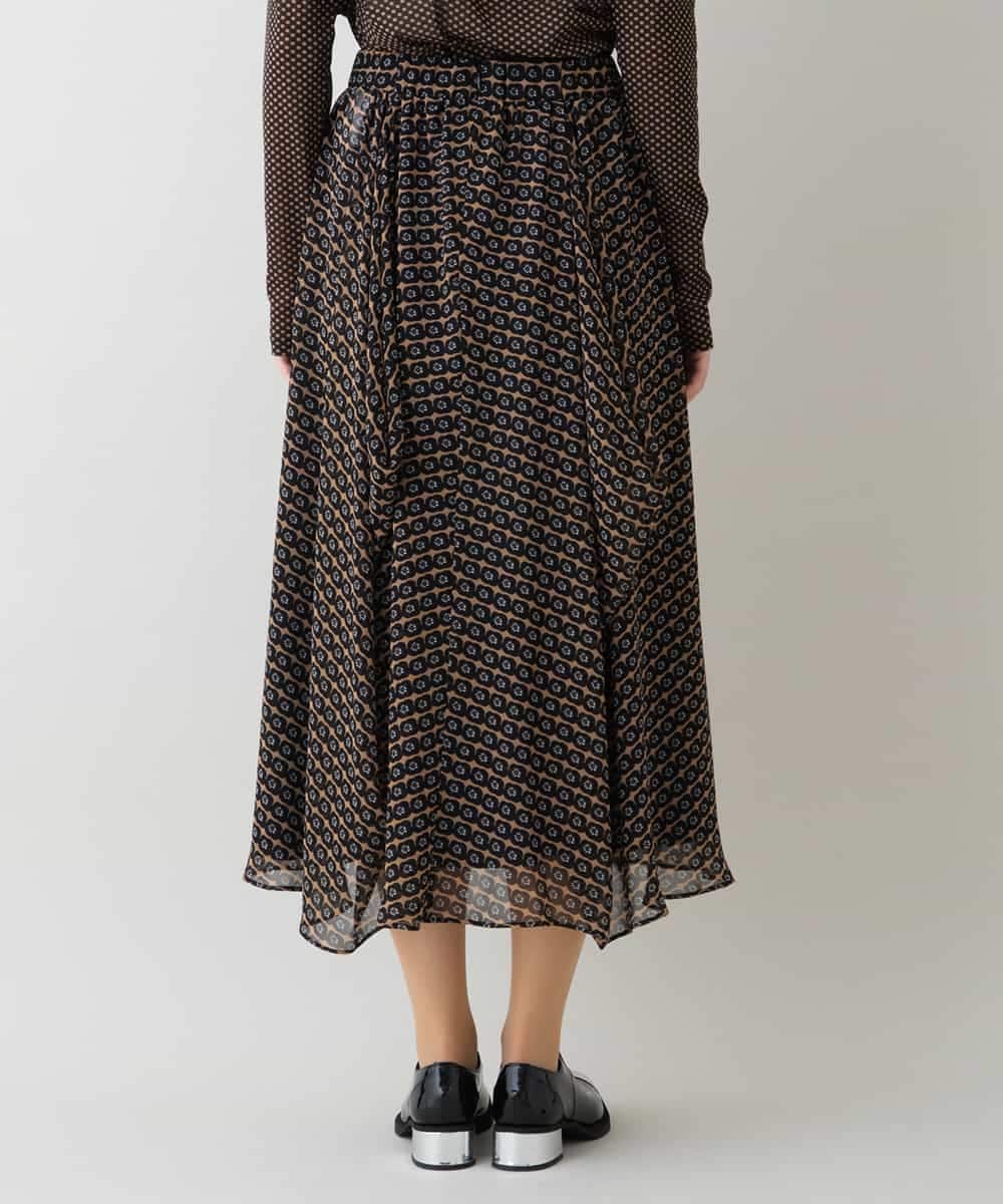 RHHJT01540 HIROKO KOSHINO(ヒロココシノ) 【洗える/日本製】シフォンプリントコクーンスカート ベージュ