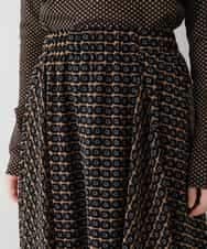 RHHJT01540 HIROKO KOSHINO(ヒロココシノ) 【洗える/日本製】シフォンプリントコクーンスカート ベージュ