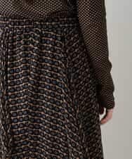 RHHJT01540 HIROKO KOSHINO(ヒロココシノ) 【洗える/日本製】シフォンプリントコクーンスカート ベージュ