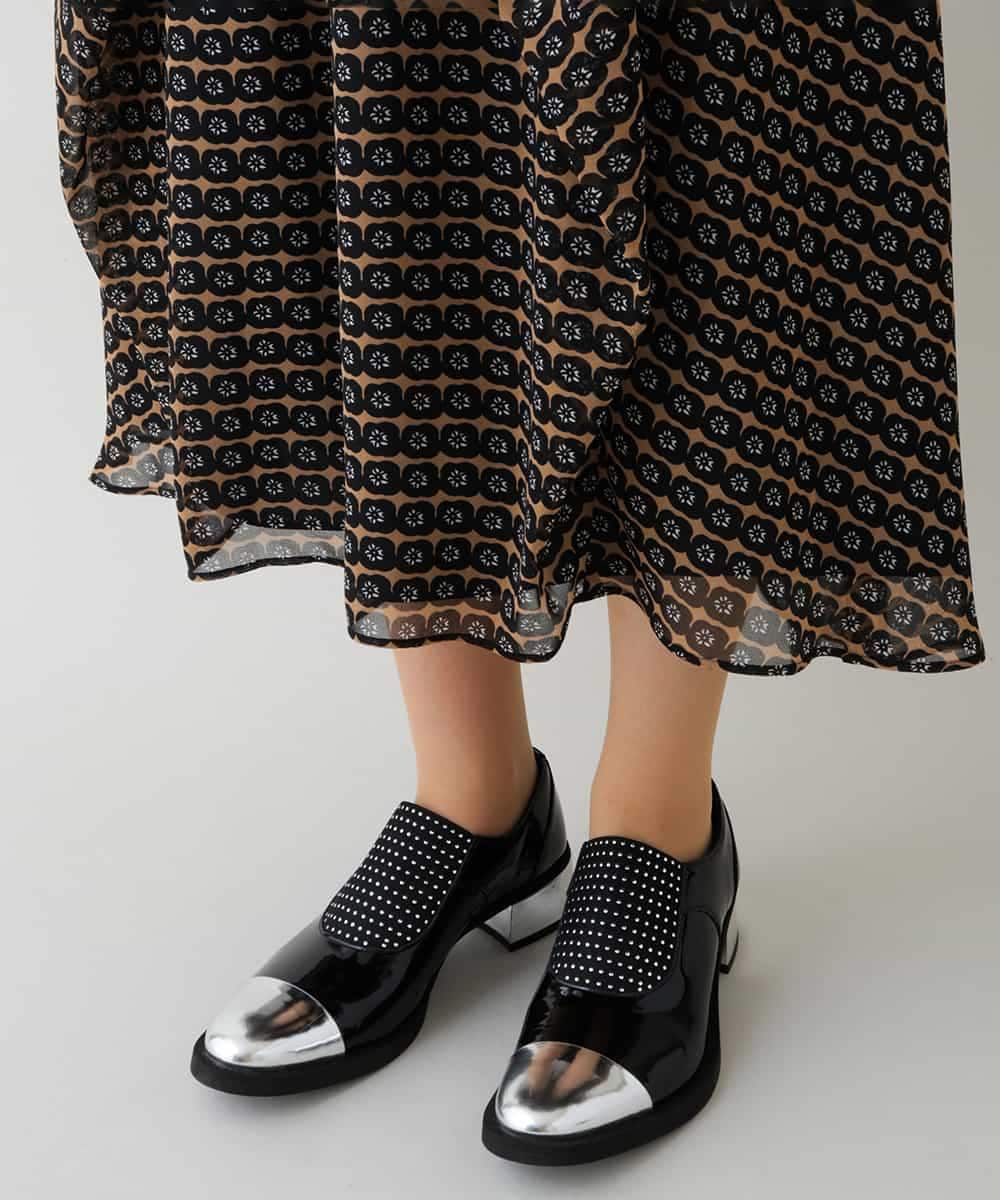 RHHJT01540 HIROKO KOSHINO(ヒロココシノ) 【洗える/日本製】シフォンプリントコクーンスカート ベージュ