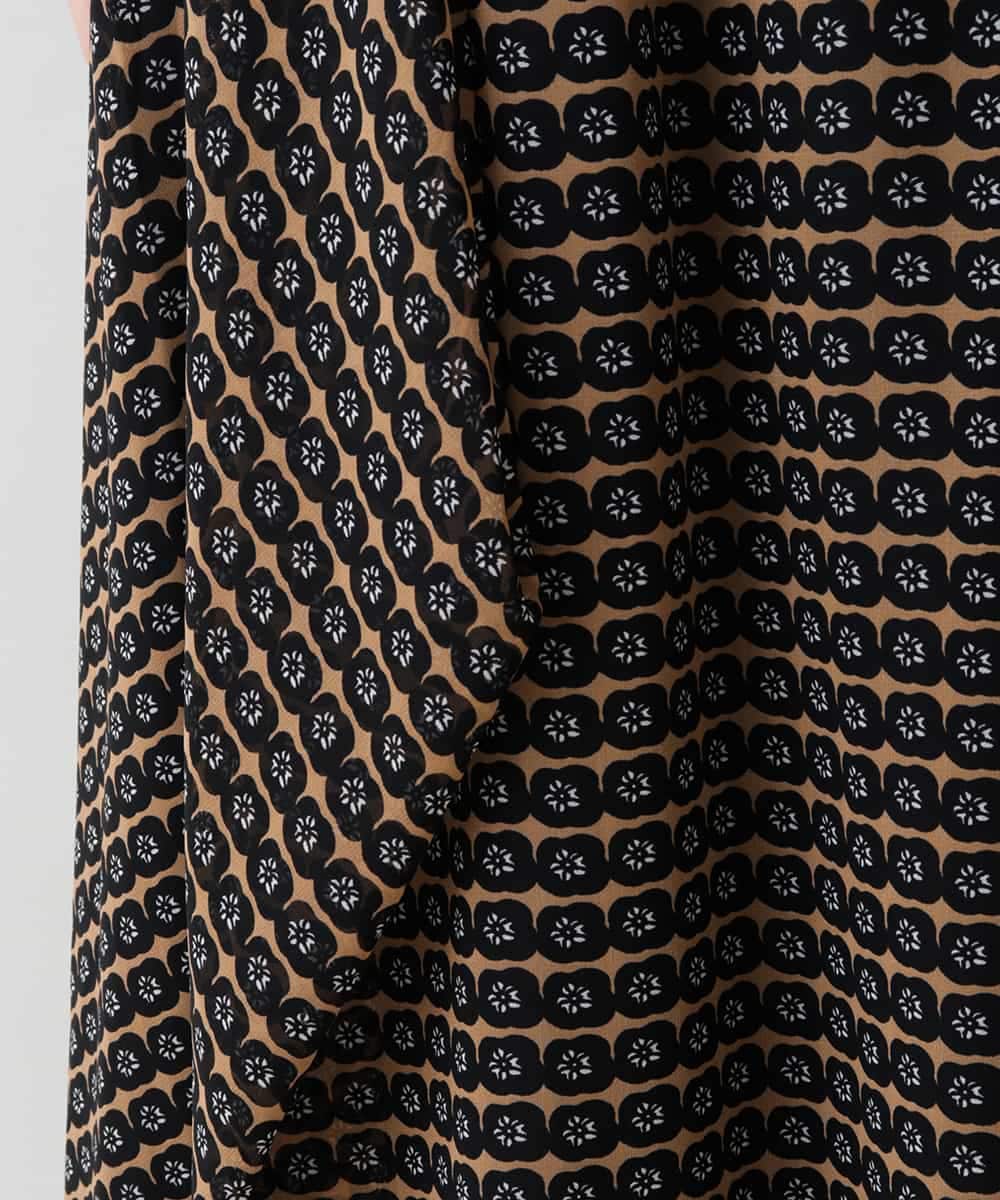 RHHJT01540 HIROKO KOSHINO(ヒロココシノ) 【洗える/日本製】シフォンプリントコクーンスカート ベージュ