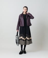 RHHLD04890 HIROKO KOSHINO(ヒロココシノ) ミックスモチーフダンボールスカート /洗える ブラック