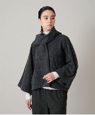 RHJAE12890 HIROKO KOSHINO(ヒロココシノ) ストールカラーデザインショートコート /日本製 ダークグレー