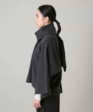 RHJAE12890 HIROKO KOSHINO(ヒロココシノ) ストールカラーデザインショートコート /日本製 ダークグレー