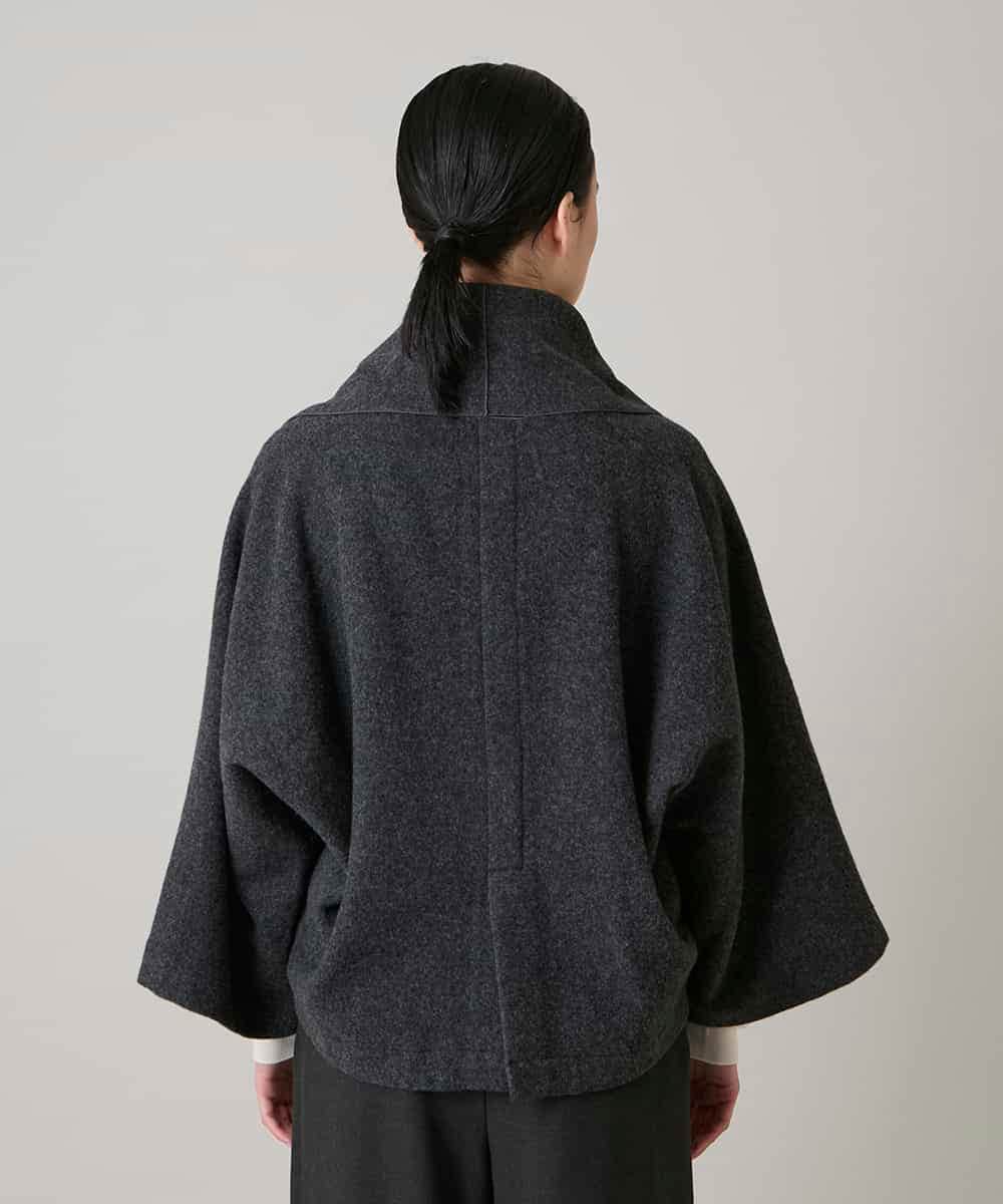 RHJAE12890 HIROKO KOSHINO(ヒロココシノ) ストールカラーデザインショートコート /日本製 ダークグレー