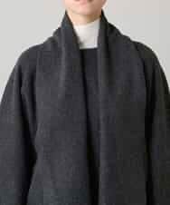 RHJAE12890 HIROKO KOSHINO(ヒロココシノ) ストールカラーデザインショートコート /日本製 ダークグレー