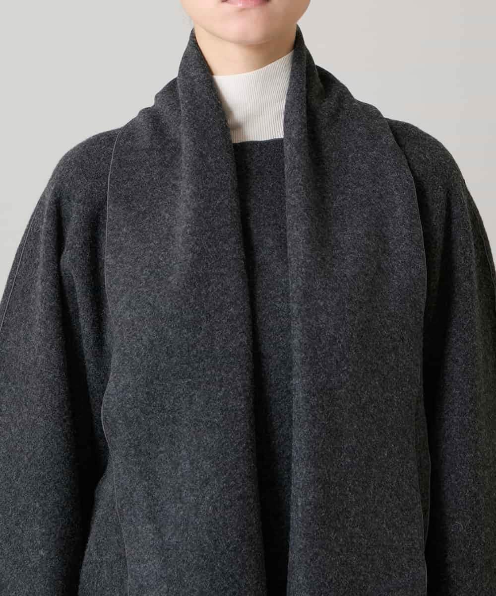 RHJAE12890 HIROKO KOSHINO(ヒロココシノ) ストールカラーデザインショートコート /日本製 ダークグレー